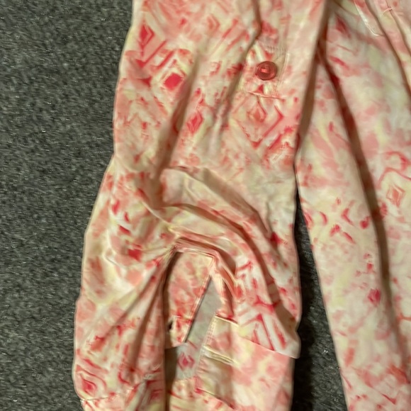 Gloria Vanderbilt Women’s L Button Down Pleated Pink Splash Blouse Tie Sleeve - Picture 6 of 12